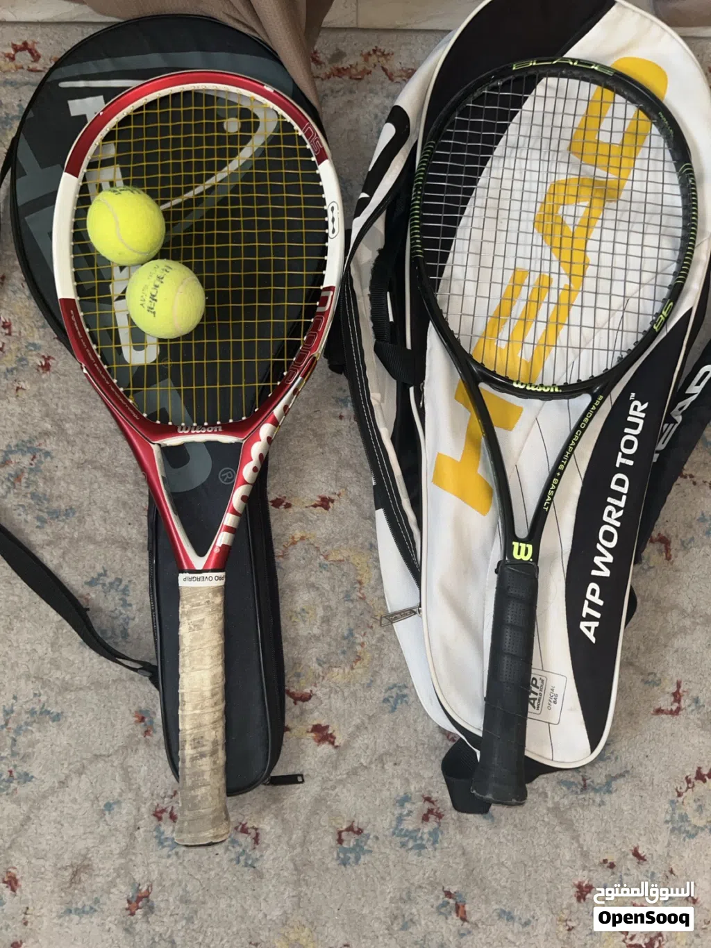 2 Wilson Tennis Rackets + 2 Bags + 2 Tennis Balls – 35 BHD (Negotiable)