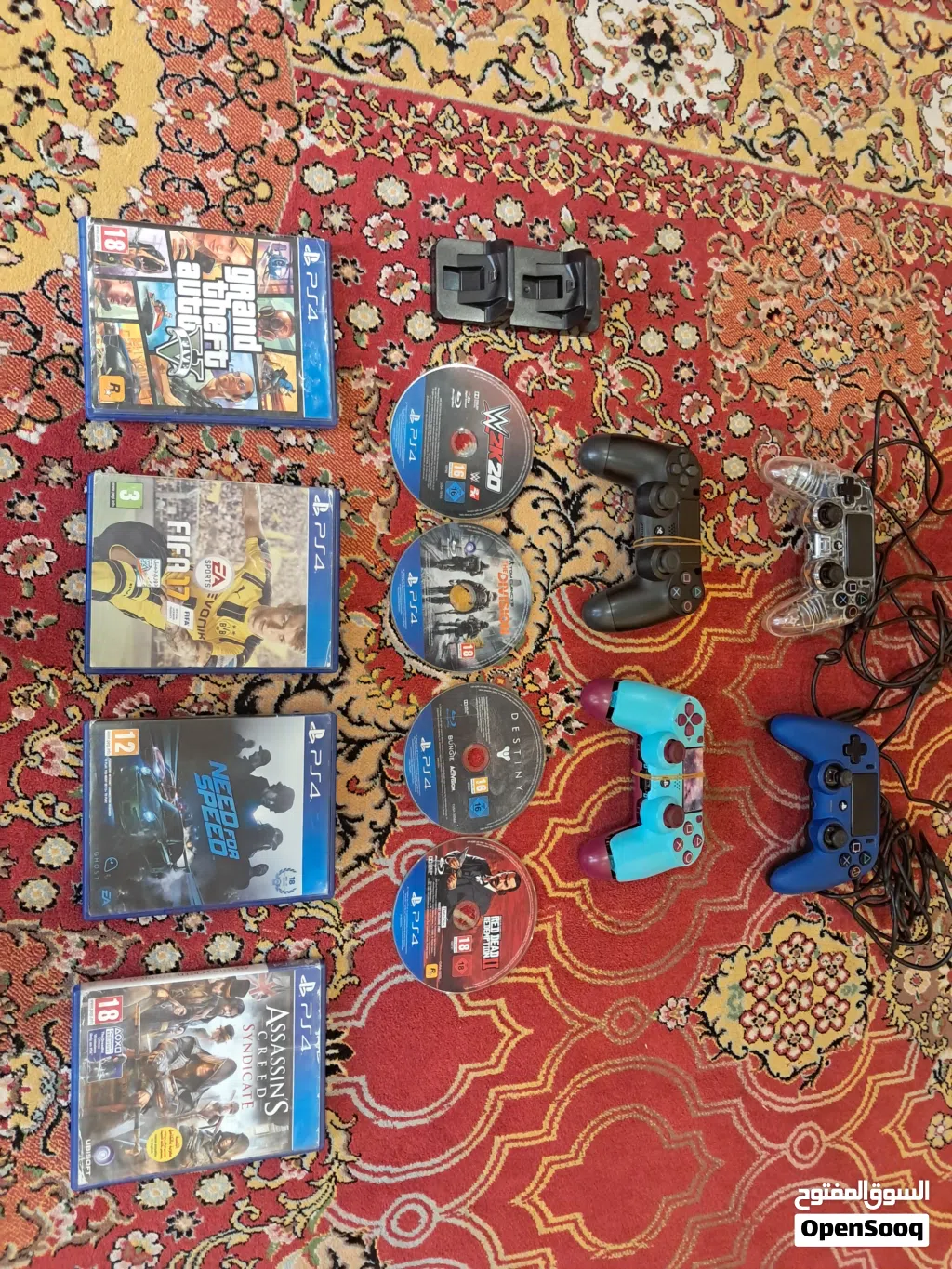 PS4 Bundle for Sale – 4 Controllers, 8 Games, Charging Dock – Used & Working