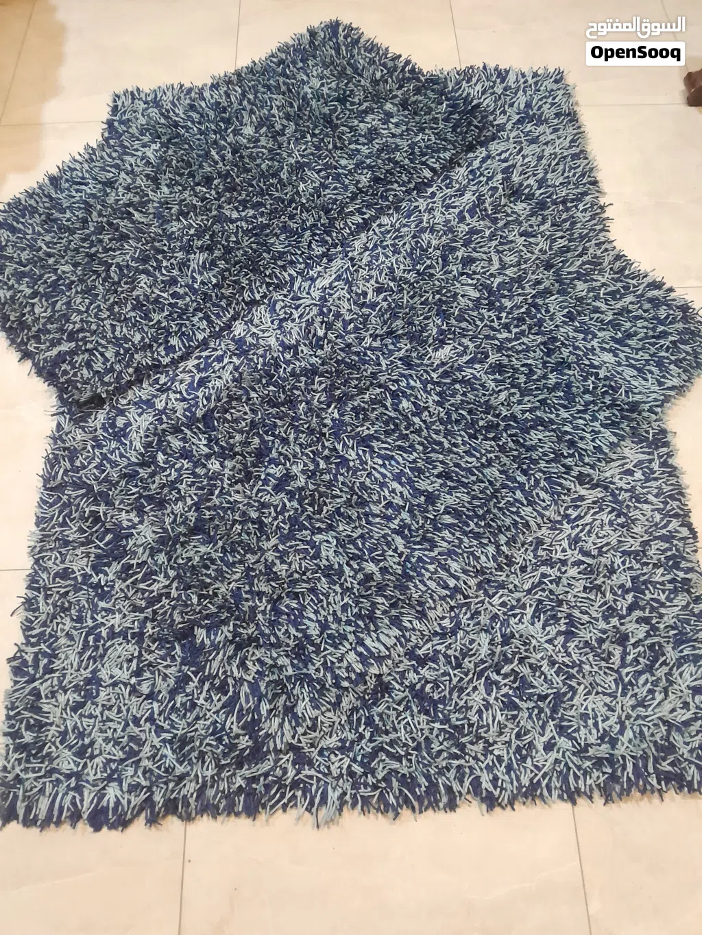3-Piece Shaggy Blue Carpet Set – Cozy & Stylish طقم سجاد أزرق (3 قطع) – ناعم وعصري