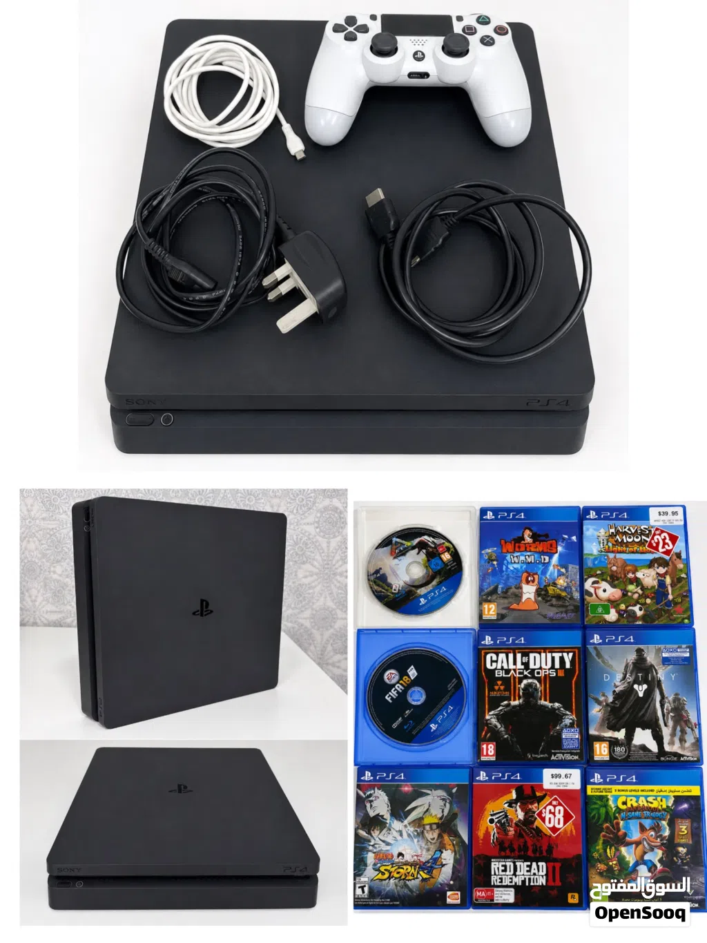 بلايستيشن 4 مع ملحقاته و 9 العاب PlayStation 4 with all its accessorse and 9 games.