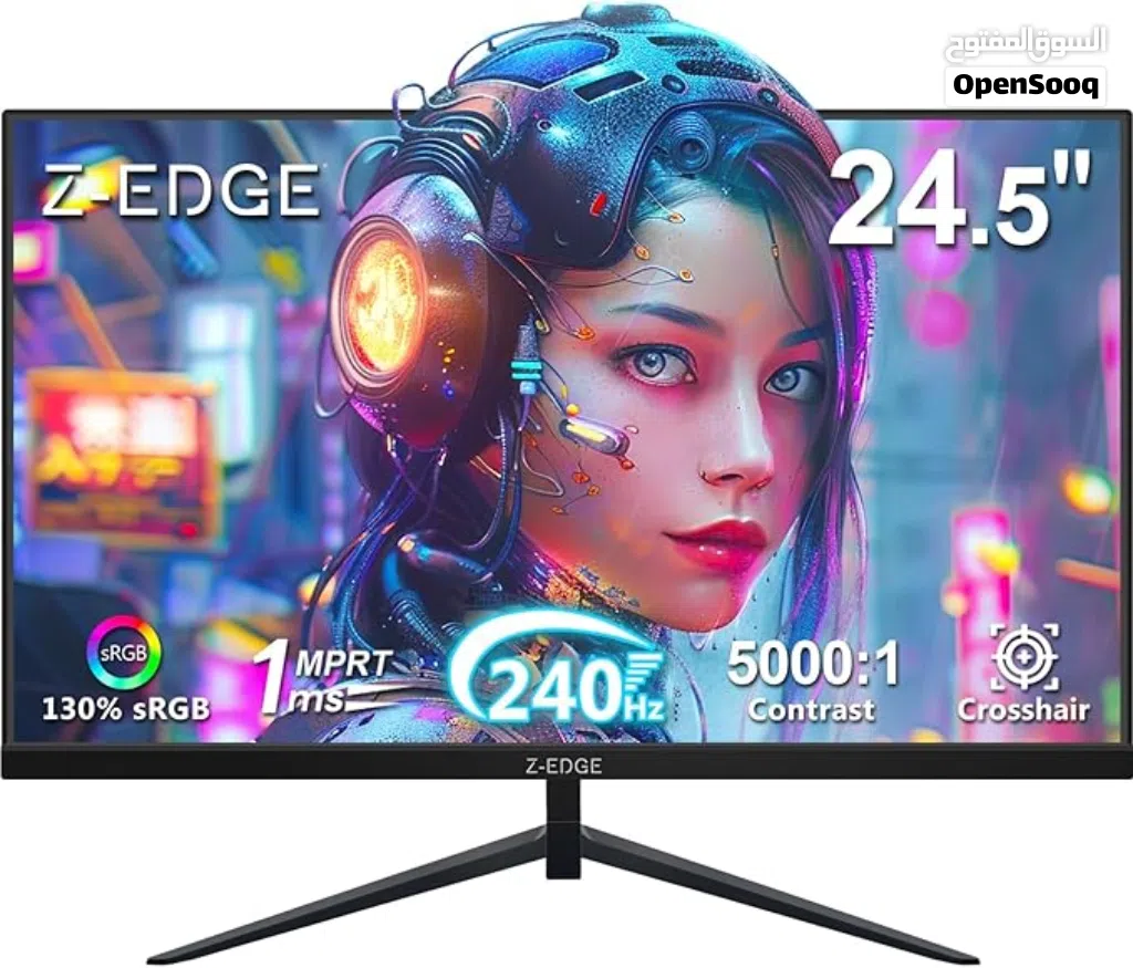 شاشة ألعاب Z-Edge مقاس 24.5 جديد بالكرتون مامستخدم كامل الملحقات 1080P FHD بدقة 1080P x1920