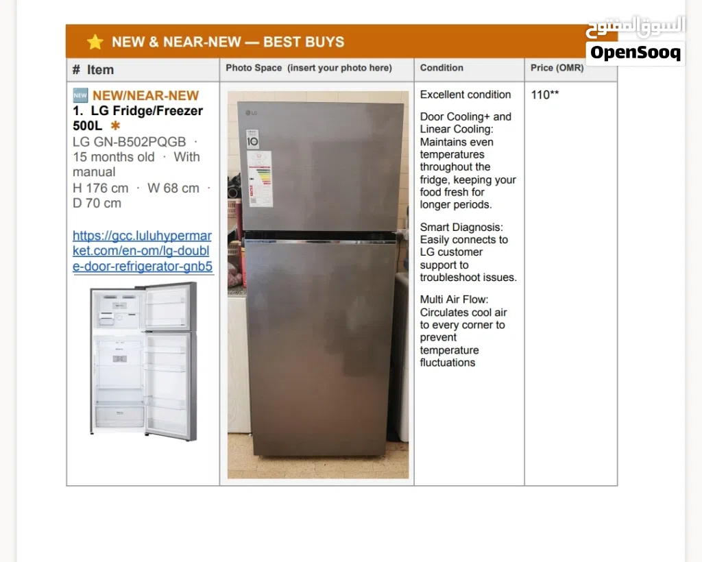 LG GN-B502PQGB · Fridge Freezer 15 months old · With 10 year LG guarantee and original recipt