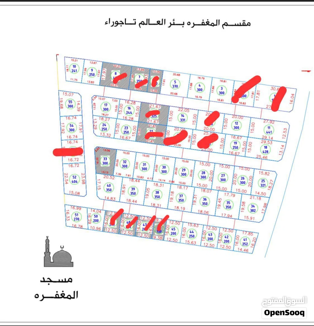 مقسم (( المغفره)) قطع اراضي في تاجوراء بئر العالم اوراق شهادة عقارية قطعيه