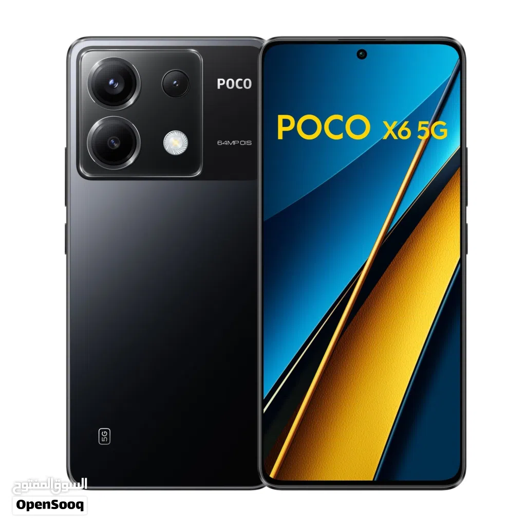 السلام عليكم Poco X6 5G مساحة 256 رام12 شاشة اموليد 120 هرتز دقة 1.5K تدعم 68 مليار لون بطارية 5100