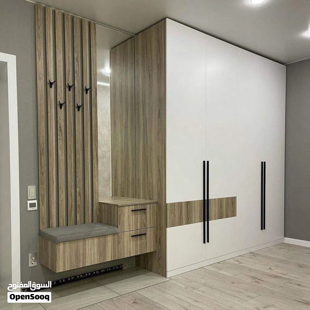 خزائن ملابس طابقين بتصميم عصري وجودة عالية خشب لامينيت 18ملم اكسسوارات تركي مكفوله