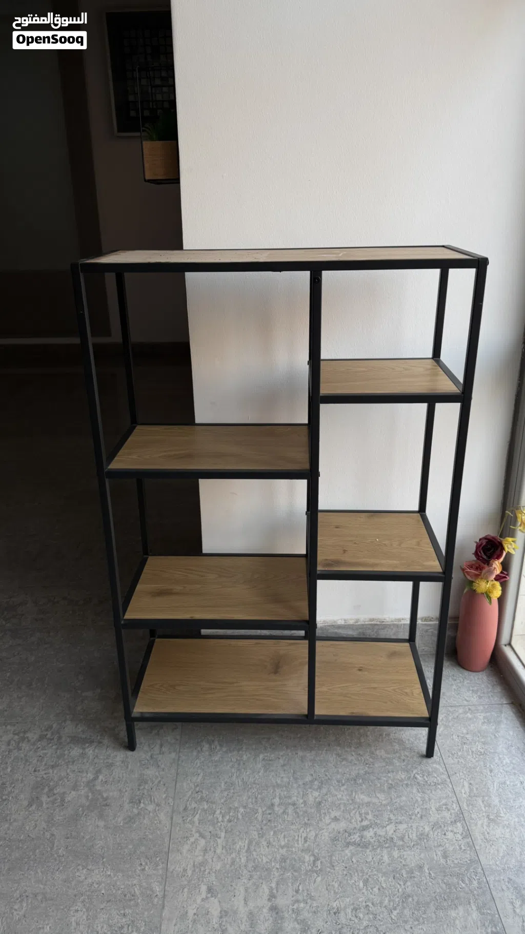 Shelving unit TRAPPEDAL 5 shel.oak/black