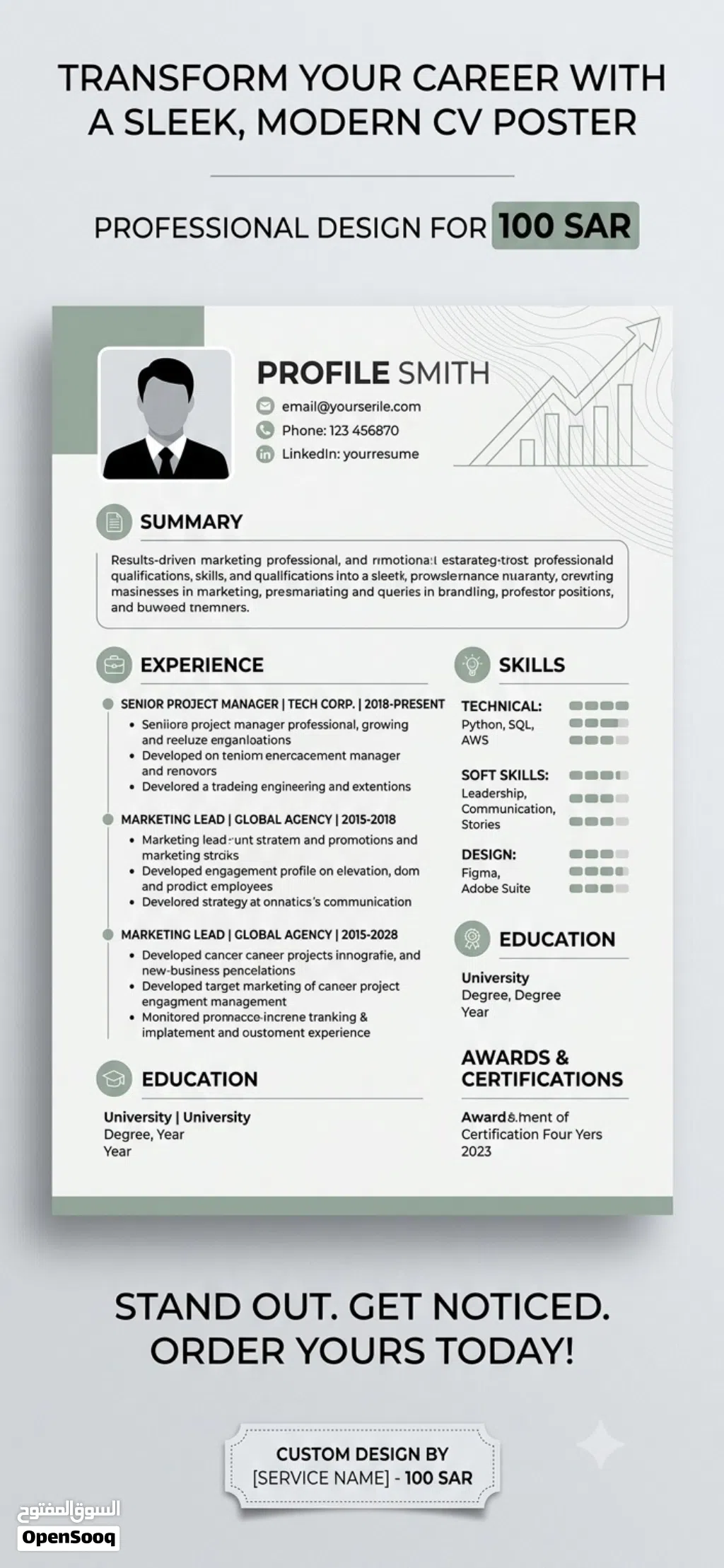 Upgrade Your Resume to a Modern CV Poster - 100 SAR