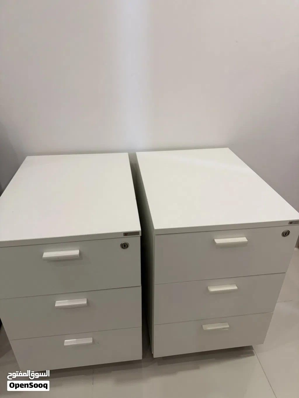 Pair of Matching brand BAFCO 3-Drawer White Mobile Office size 56x41 cm