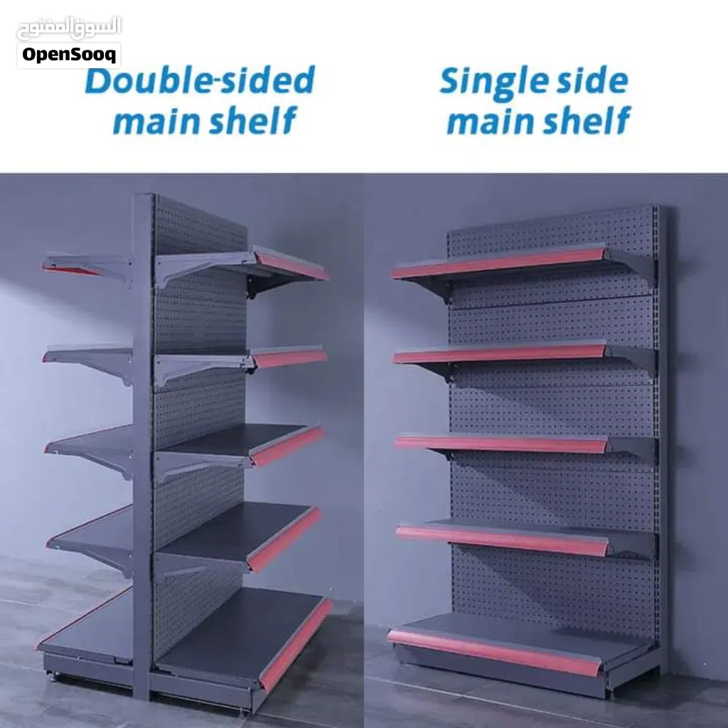Supermarket shelves grocery shelves single and double sided