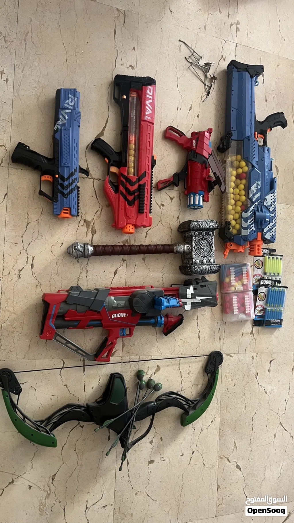 Rival, boom, machine guns with Thors hammer and bow and arrows, راڤل، بوم مسدسات و مطرقة ثور و سهم