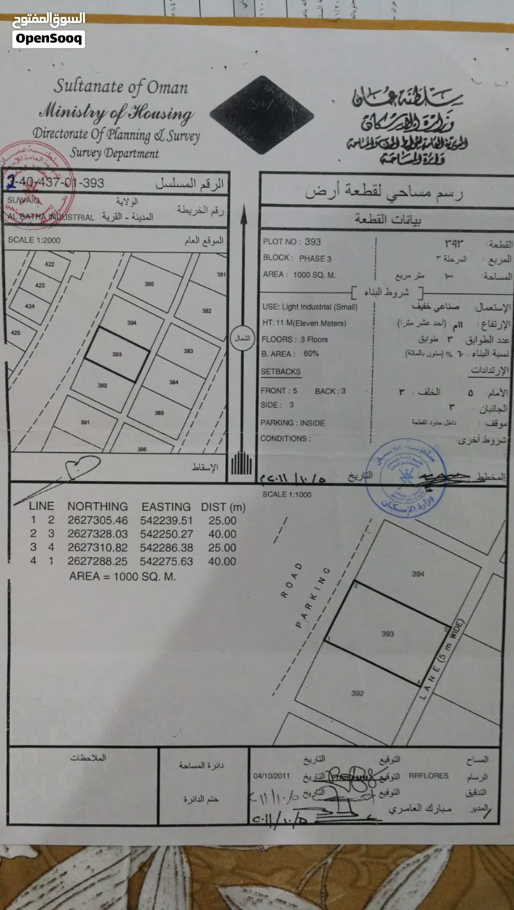 للايجار ارض صناعيه خط اول