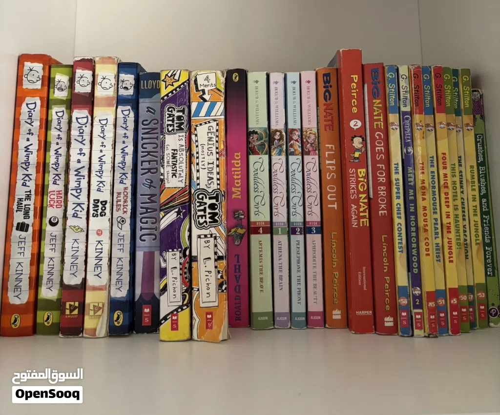 قصص للبيع Diary of a wimpy kid BIG NATE Geronimo stilton Goddess girls TOM GATES a SNICKER OF MAGIC