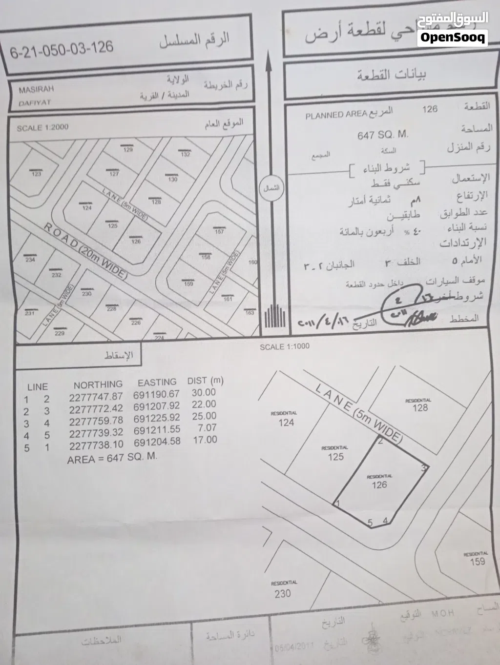 ارض للبيع تكون سادس قطعه عن البحر