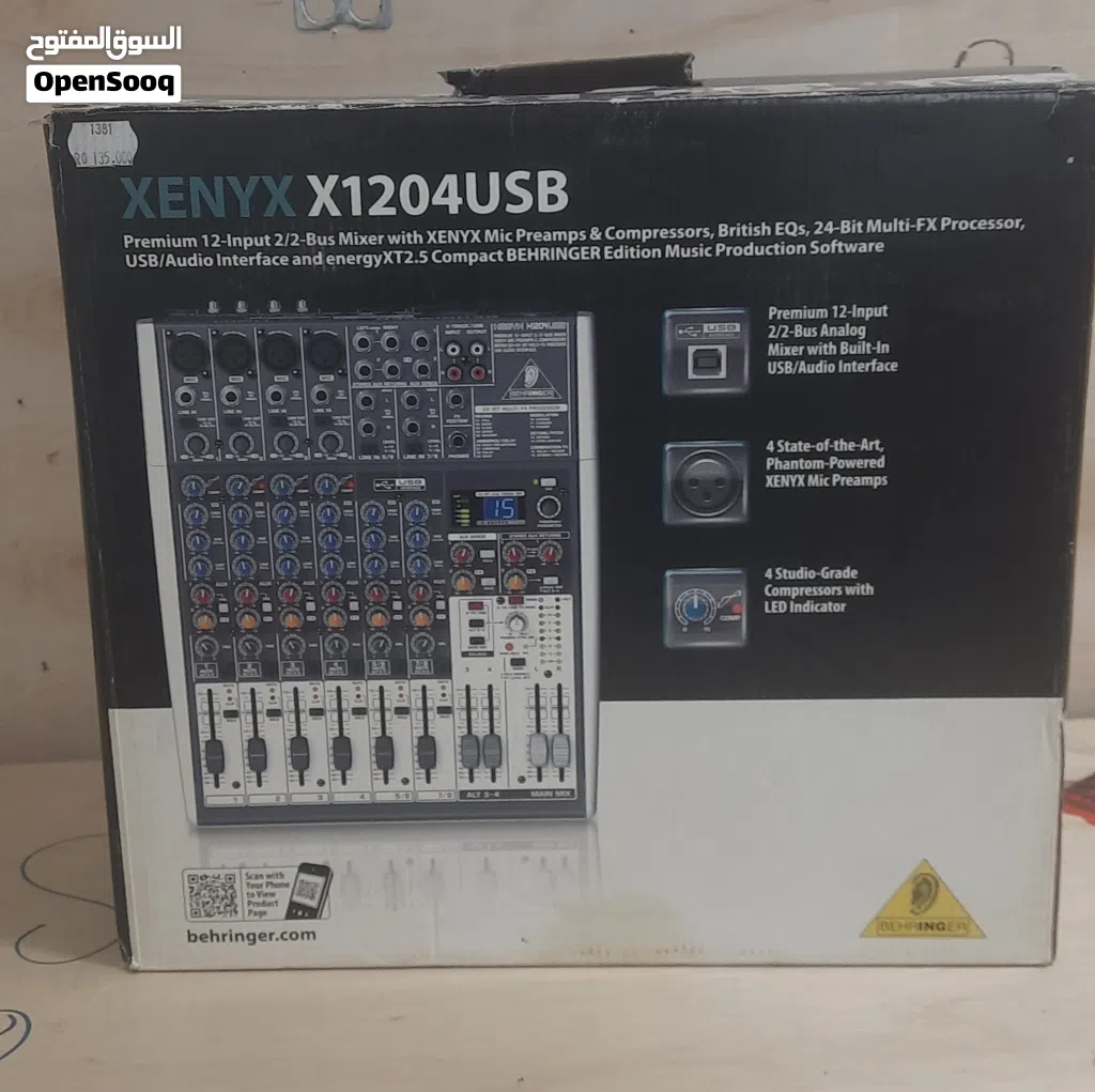 Behringer XENYX X1204USB 12-Input Analog Mixer.