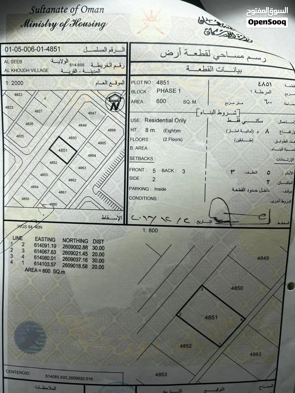 أرض سكنيةً في الخوض