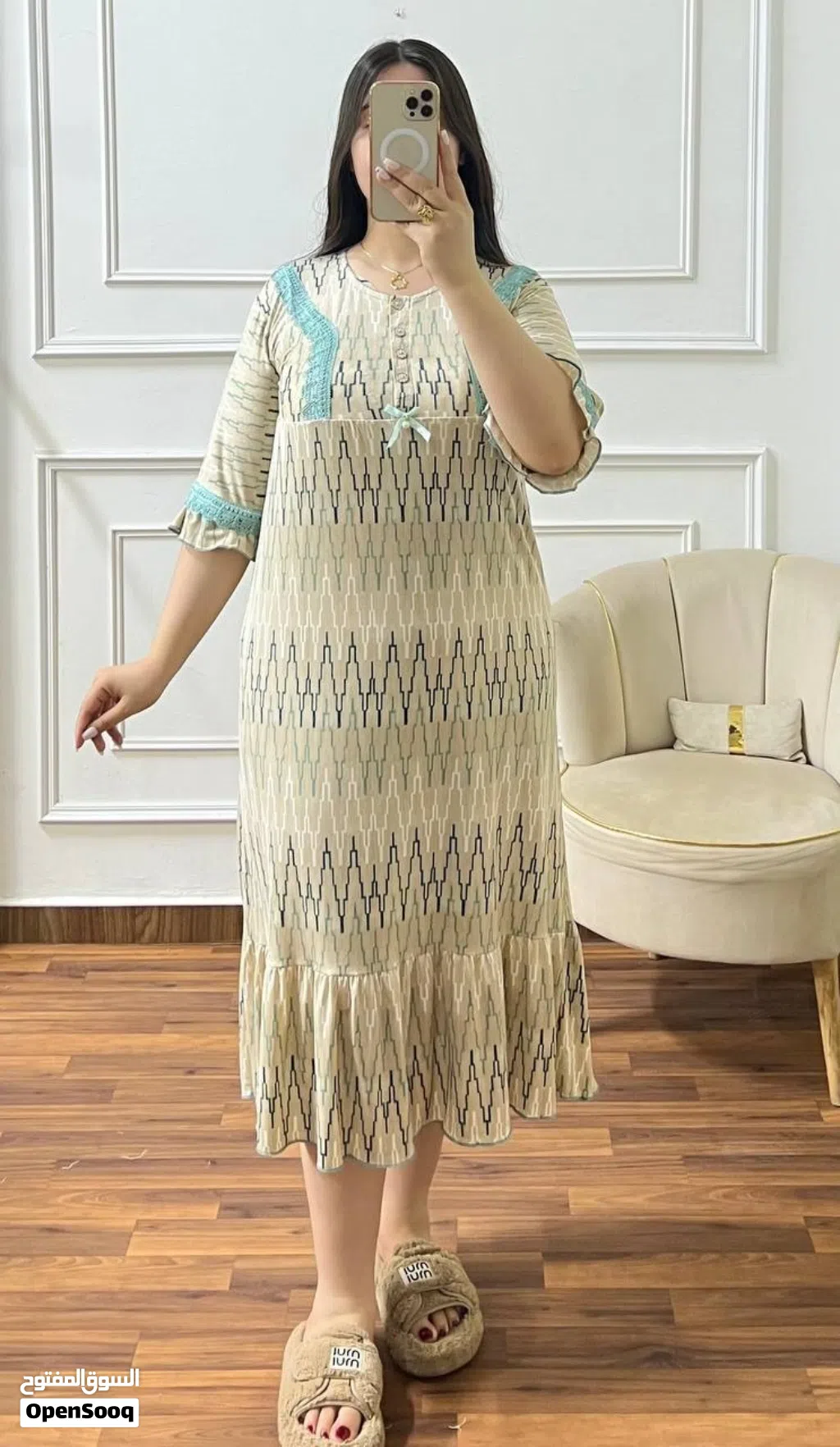 قندورة منزلية نسائية أنيقة خامة ناعمة وألوان راقية
