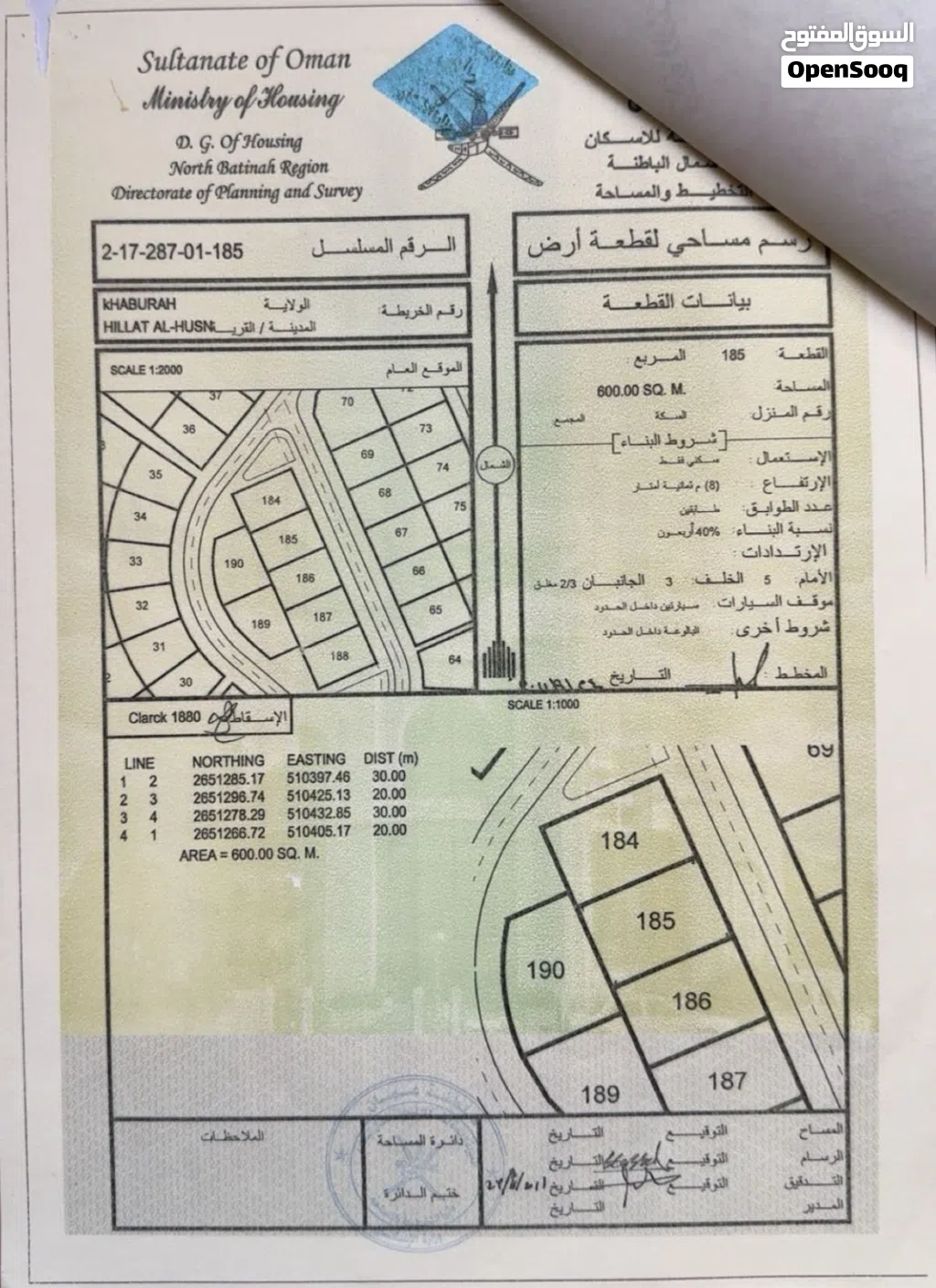 ارض سكنية في حلة الحصن