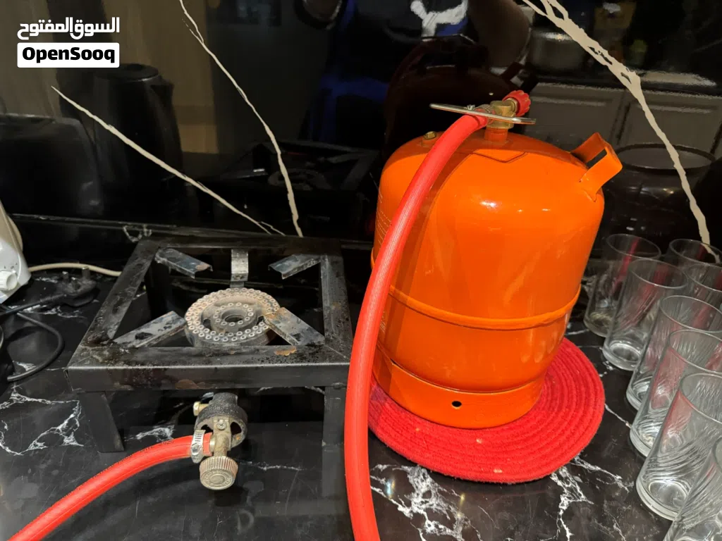 Single Burner Cast Iron Gas Stove + Small Gas Cylinder + Gas Pipe