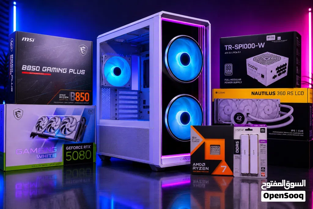 White PC MSI 5080 trio- Ryzen 7 7800x3d New White build Pc - تجميعة بيضاء جديد