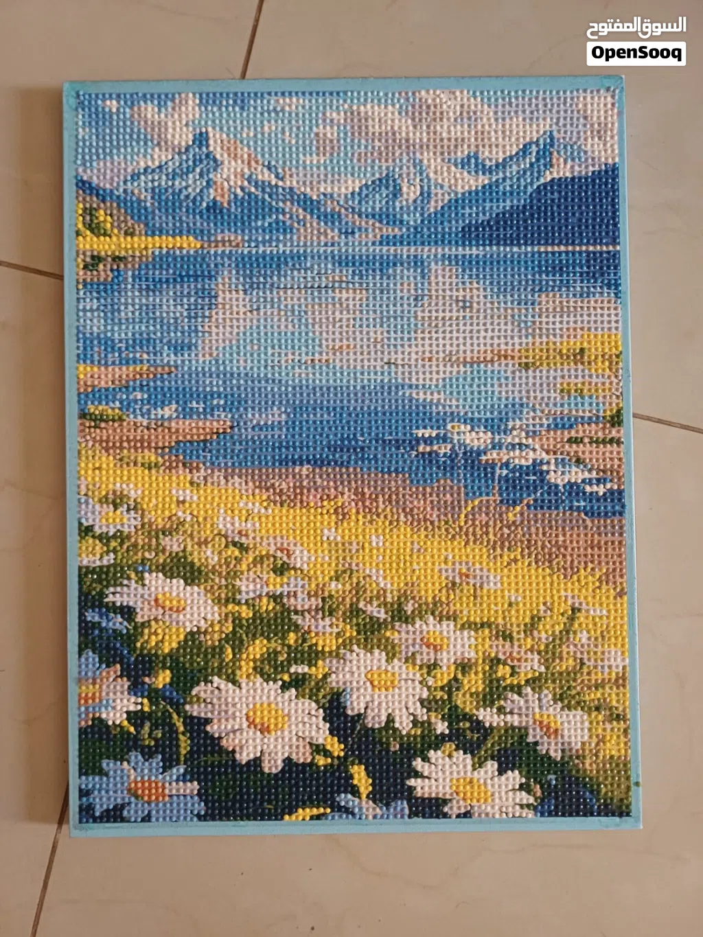 Painting with diamonds completed by hand
