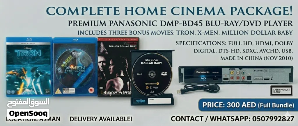Premium Home Cinema Setup! Panasonic Blu-Ray Player + 3 Epic Movies Looking for an incredibl
