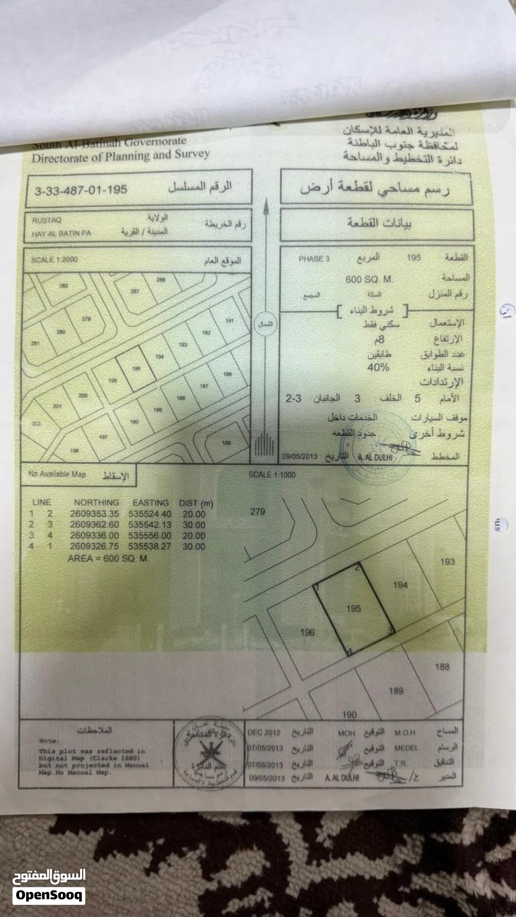 ارض للبيع حي الباطن الحوقين