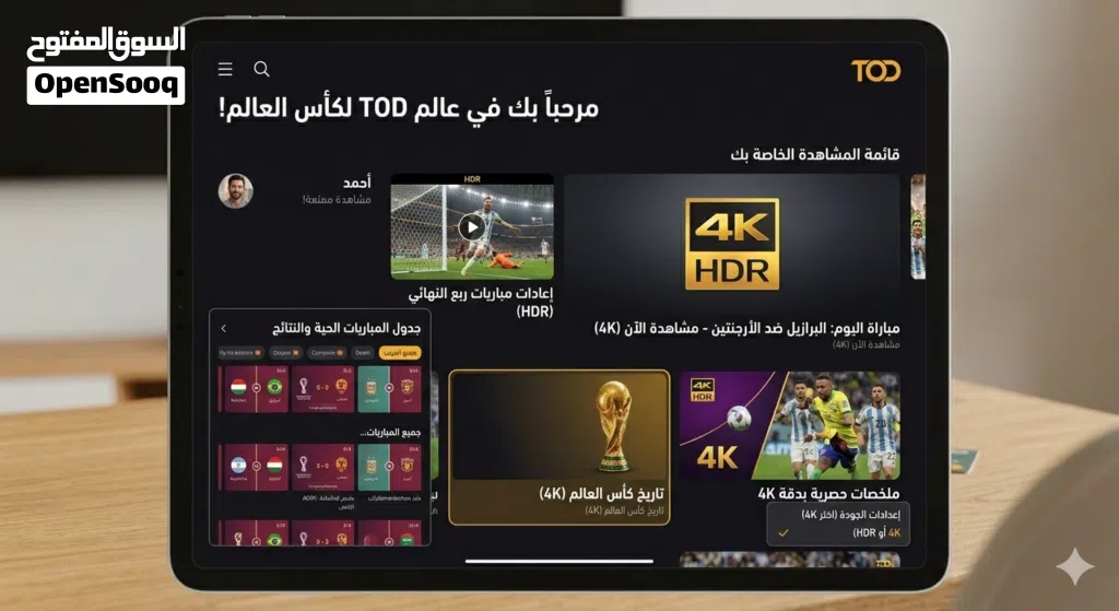 اشتراك كأس العالم TOD اعلى جودة 4k HDR
