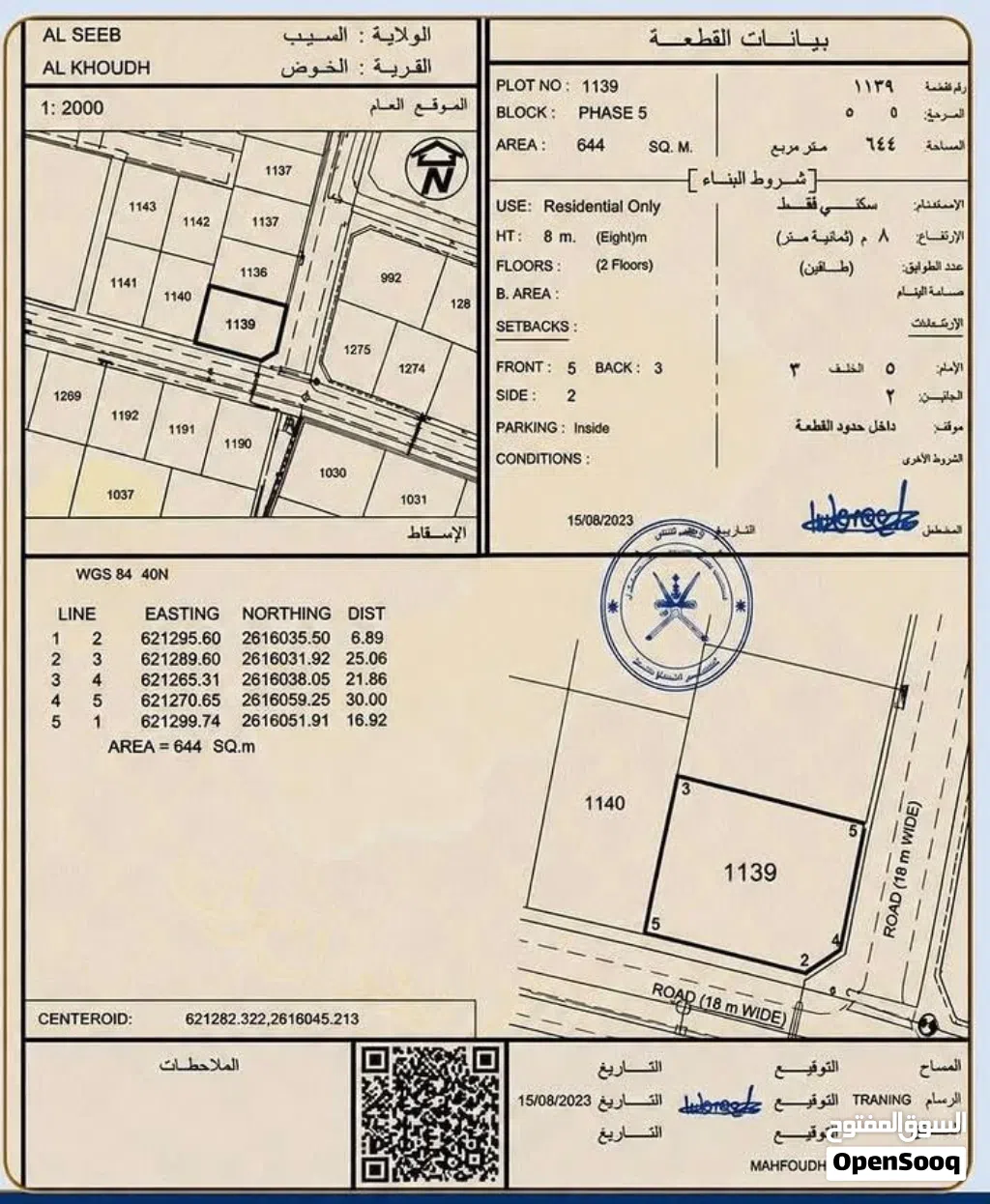 أرض سكنية في الخوض
