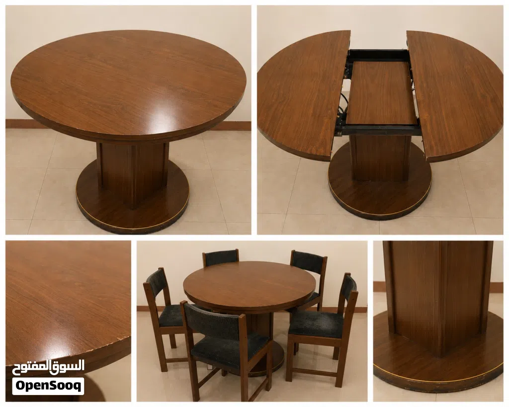 Vintage Extendable Dining Table Set – 5 Chairs