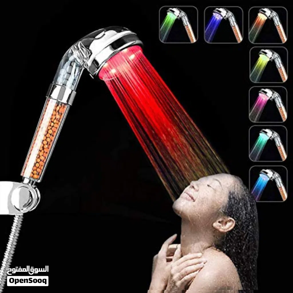 الدوش العجيب المضئ + تقويه ضغط الماء LED shower بدون كهرباء او بطاريات دش حمام
