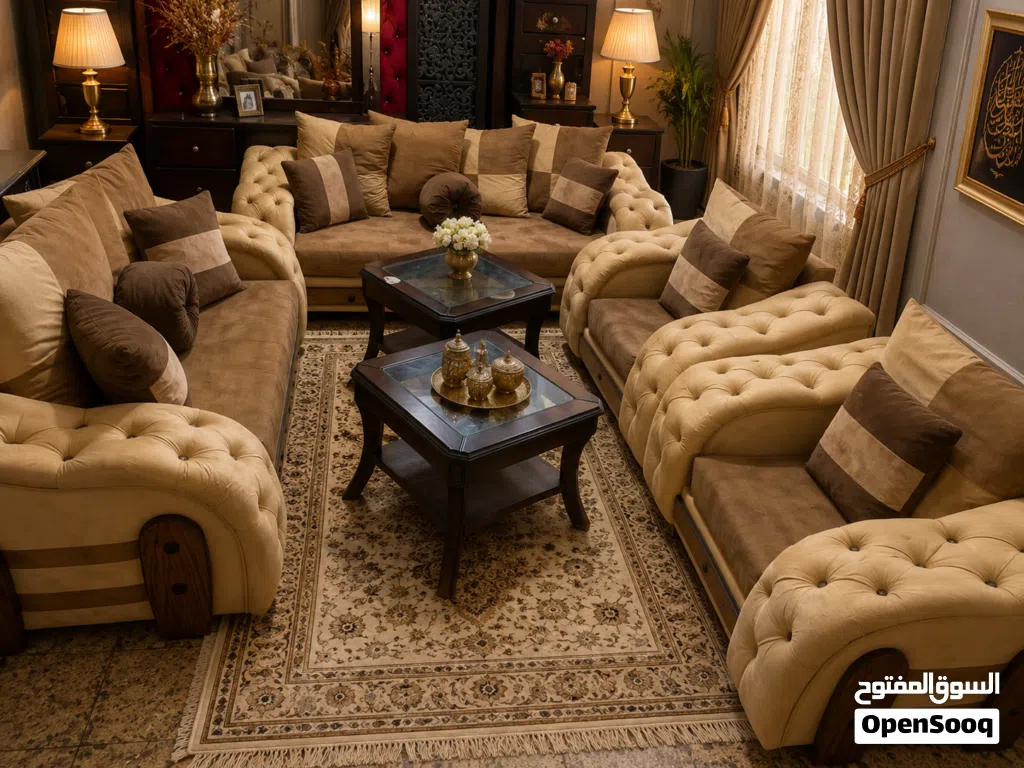 طقم كنب دانلوب تفصيل ب225 دينار