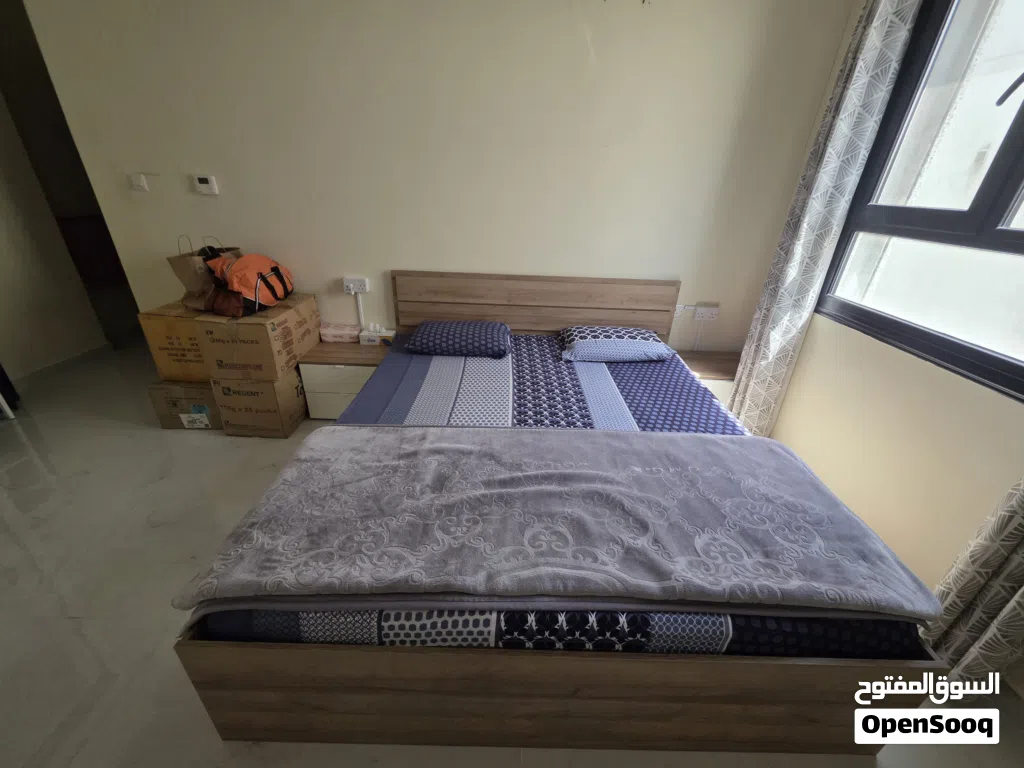Bed with side table