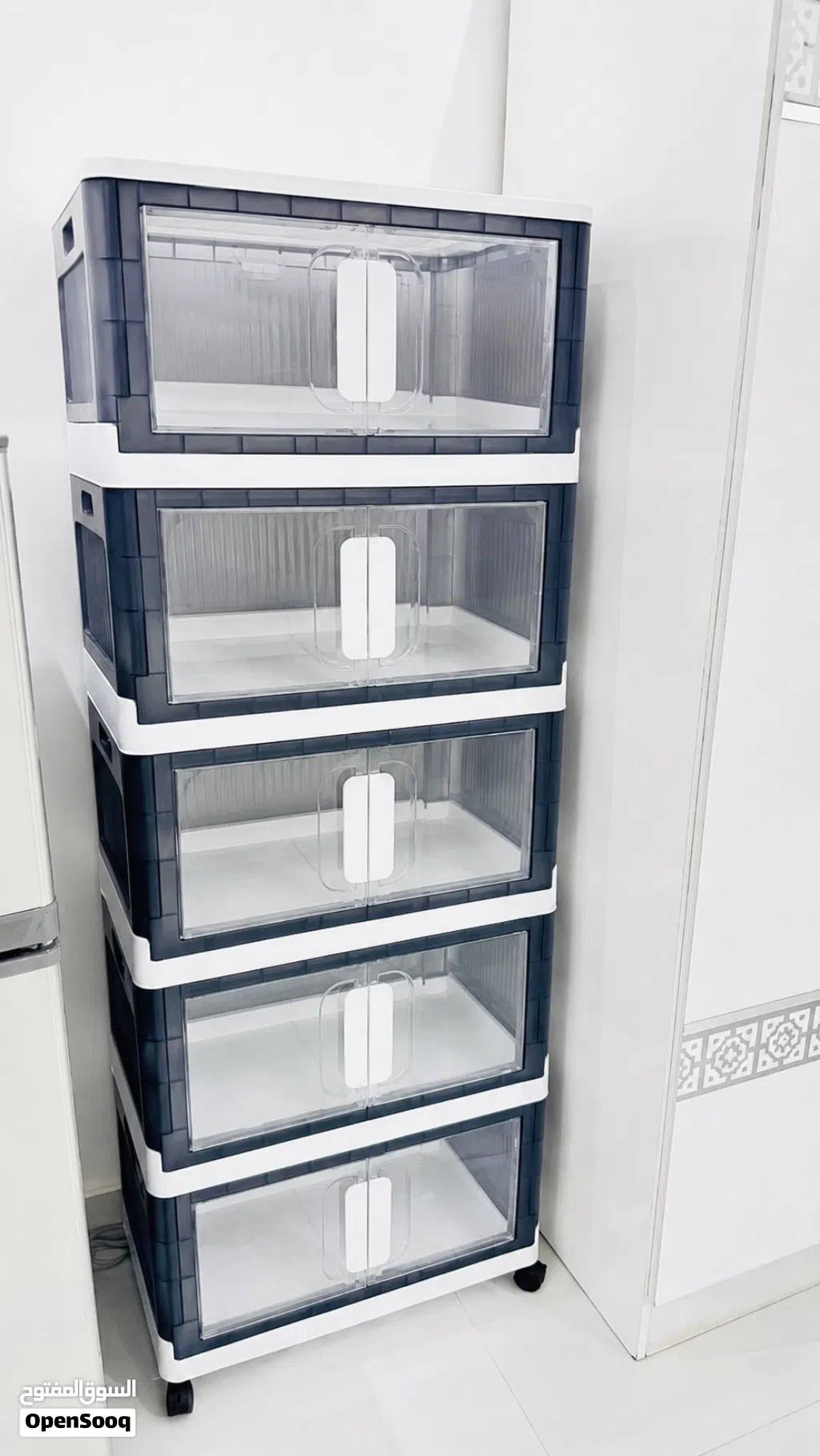 5-Tier Foldable Storage Cabinet with Wheels – Excellent Condition
