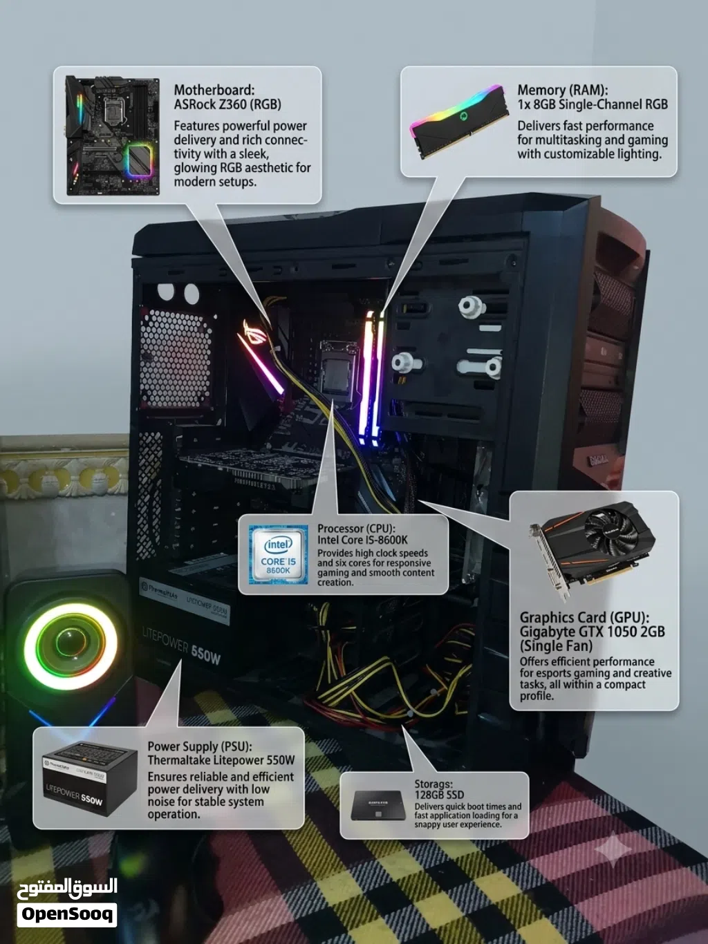 كيس جيل جيل 8حرف k و بورد اسوس روج كيمنك و rgb مراوس ب سيريس اس