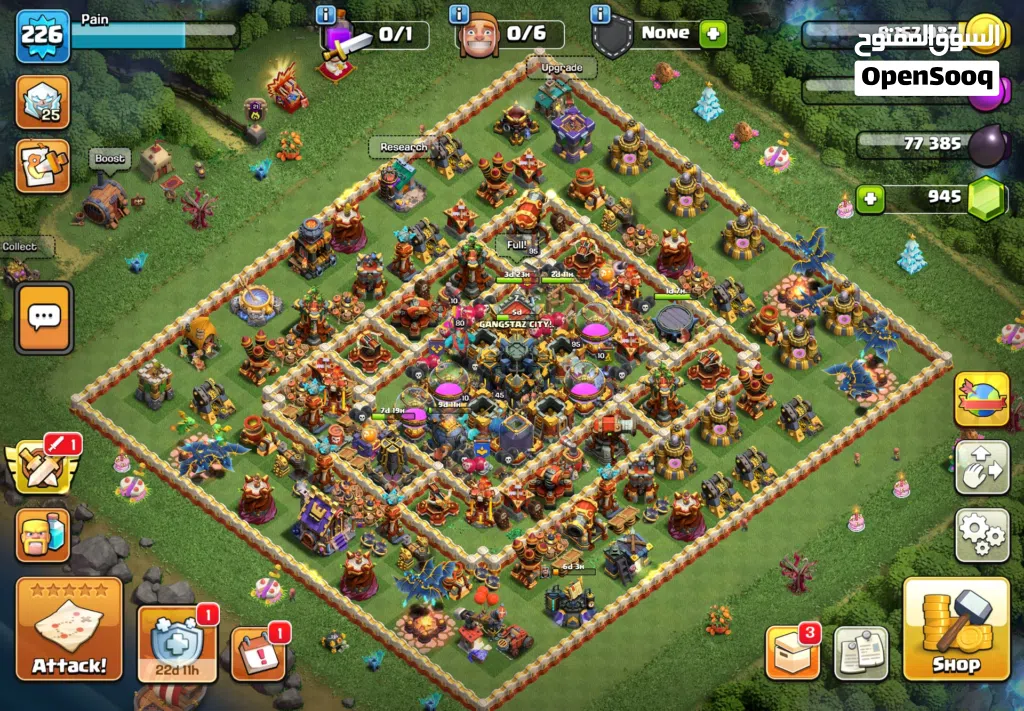 Clash of clans townhall 17 pretty maxed (th16) + th16 rushed base free