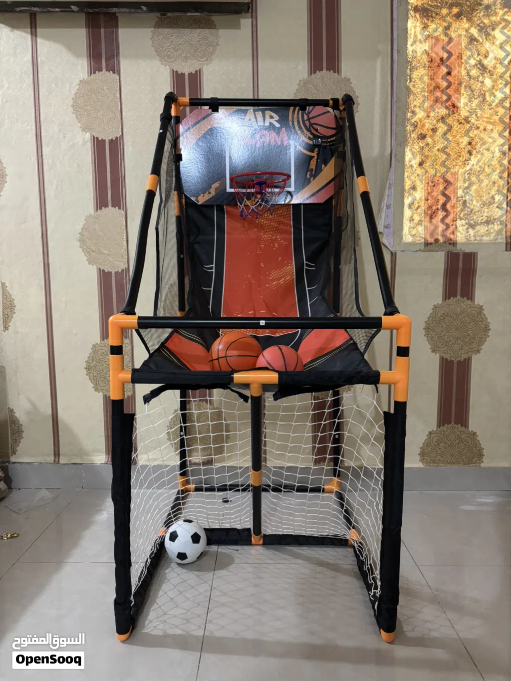 Basketball Hoop and football stand