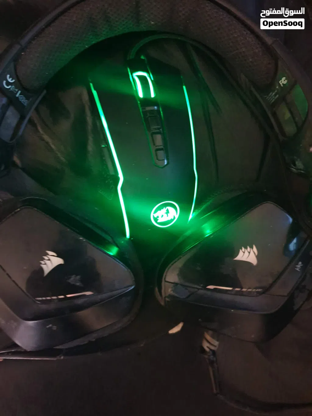 سماعة Corsair void rgb مع ماوس redragon شغالات