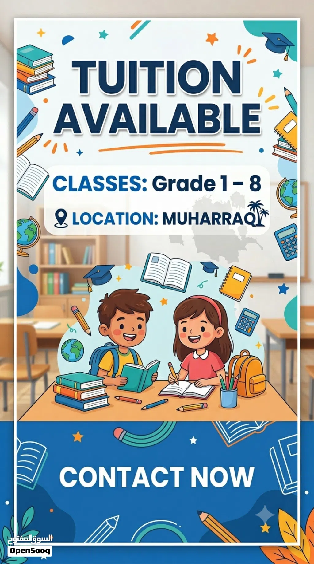 Tuition Classes Available Grade 1–8 Muharraq