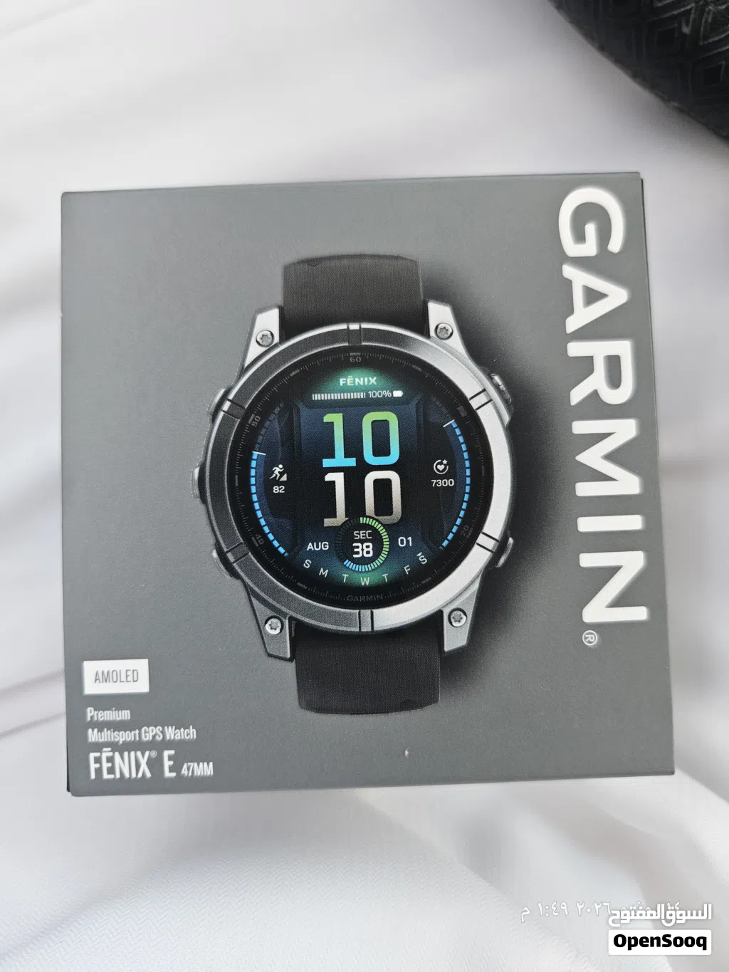 fēnix E – 47 mm, AMOLED Stainless Steel with Black Silicone Band