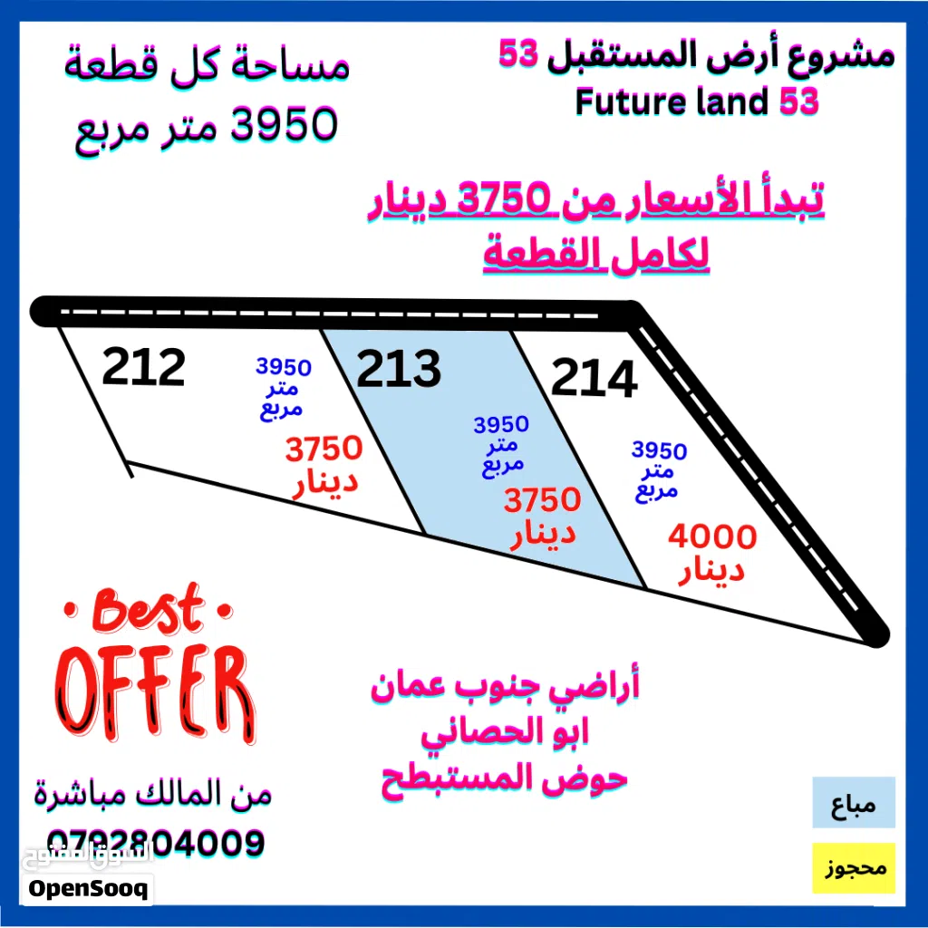 تملك 4 دونمات تبعد عن الطريق الصحراوي فقط 1 كم