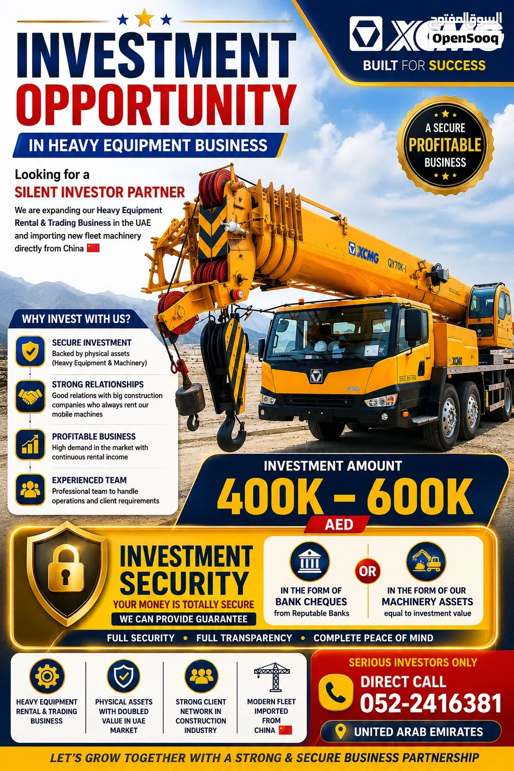 INVESTMENT OPPORTUNITY IN HEAVY EQUIPMENT BUSINESS Profitable