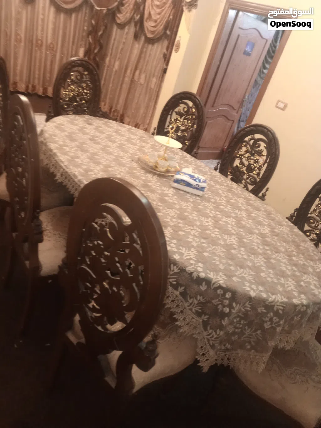 طاولة سفرة مع 8كراسي زان المصري الاصلي الثقيل