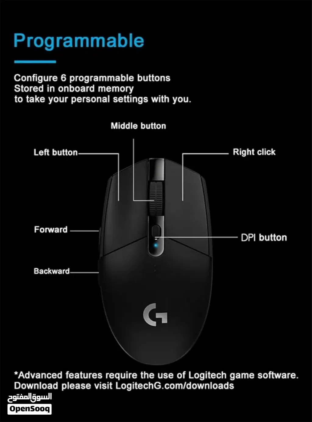 ماوس ألعاب لاسلكي من ماركه Logitech G304 LIGHTSPEED