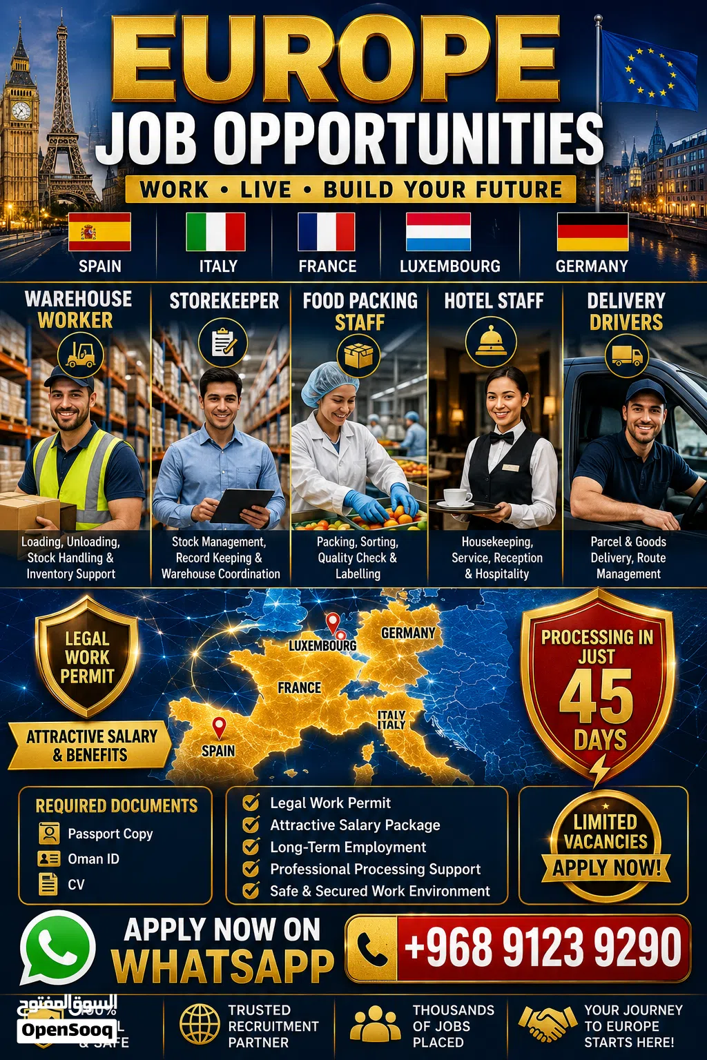 Europe Work Permit - 30 Days Only