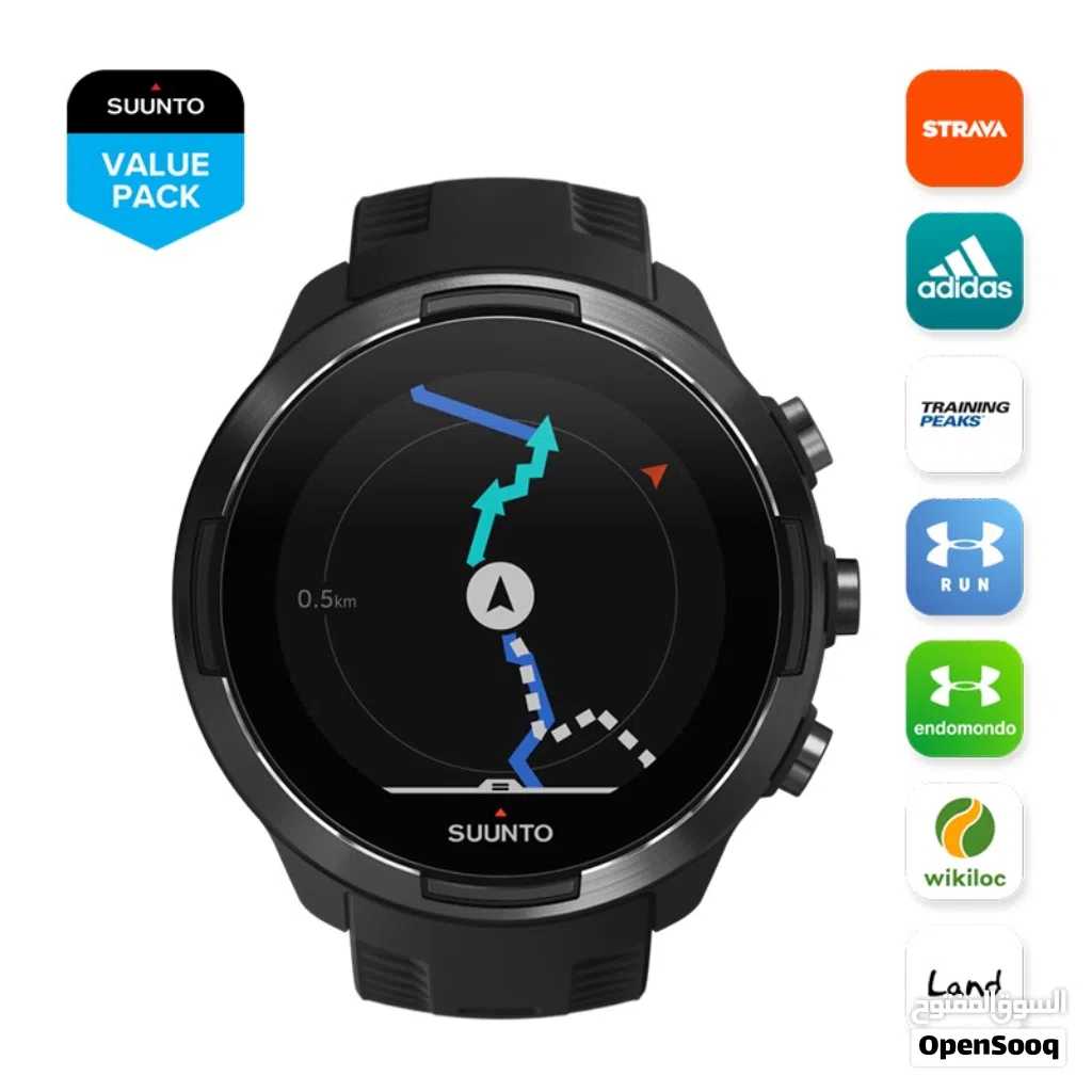 ساعة سونتو الرياضيه والاحترافيه Suunto 9 Baro Black, charging cable, Quick Guide,