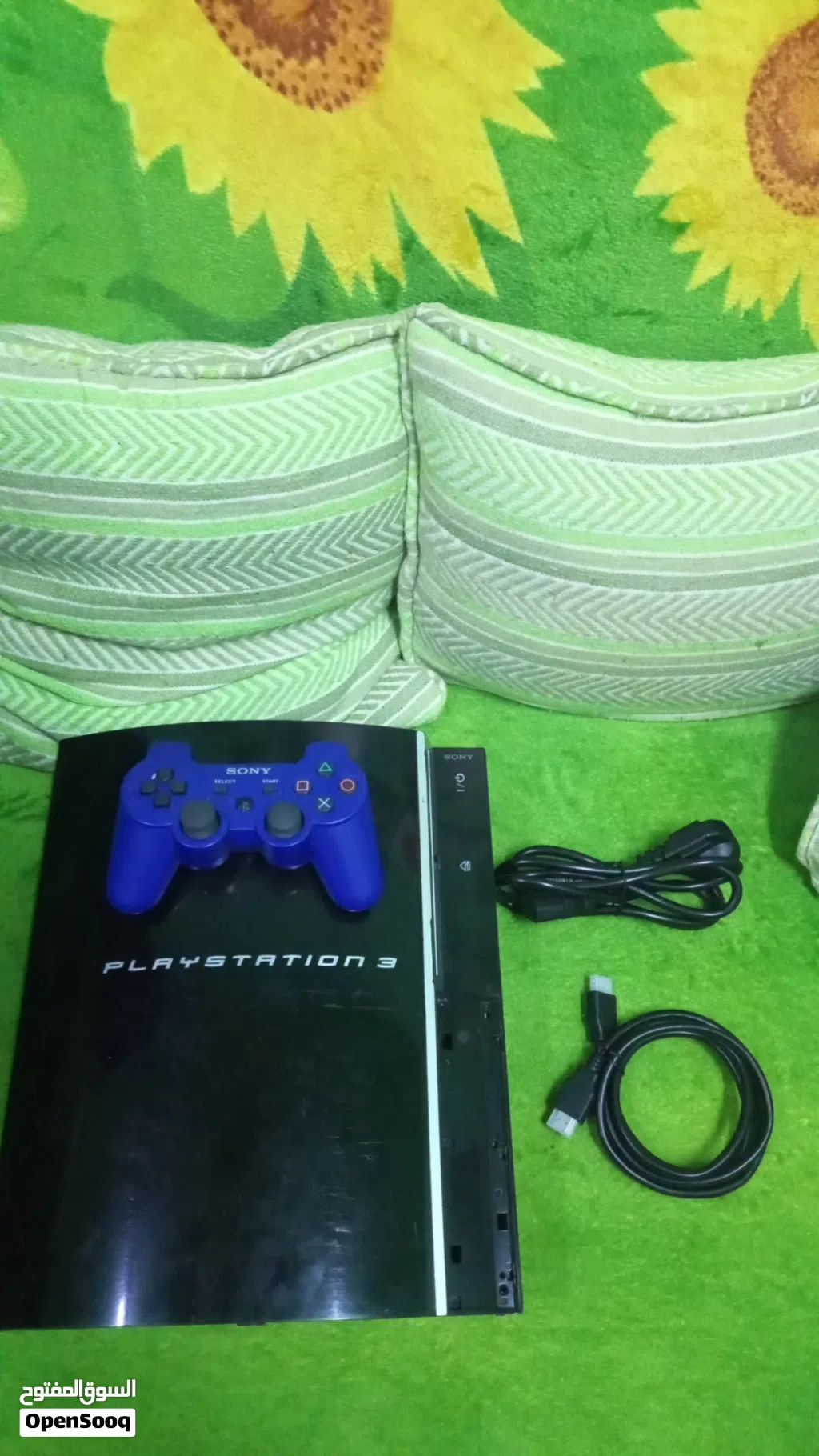 Good PlayStation 3 with blue controller and cables