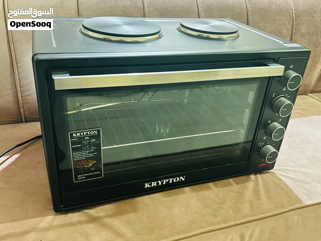 New Krypton 60L Multifunction Electric Oven with 2 Hot Plates – Rotisserie + Convection