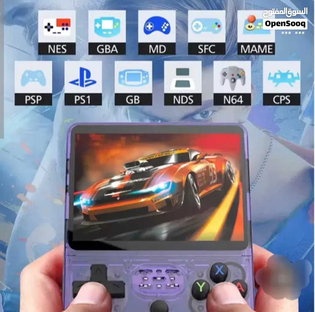 R36S Retro Handheld Game Console 128GB جهاز ألعاب محمول شبه جديد مع كفر حماية ولزقات