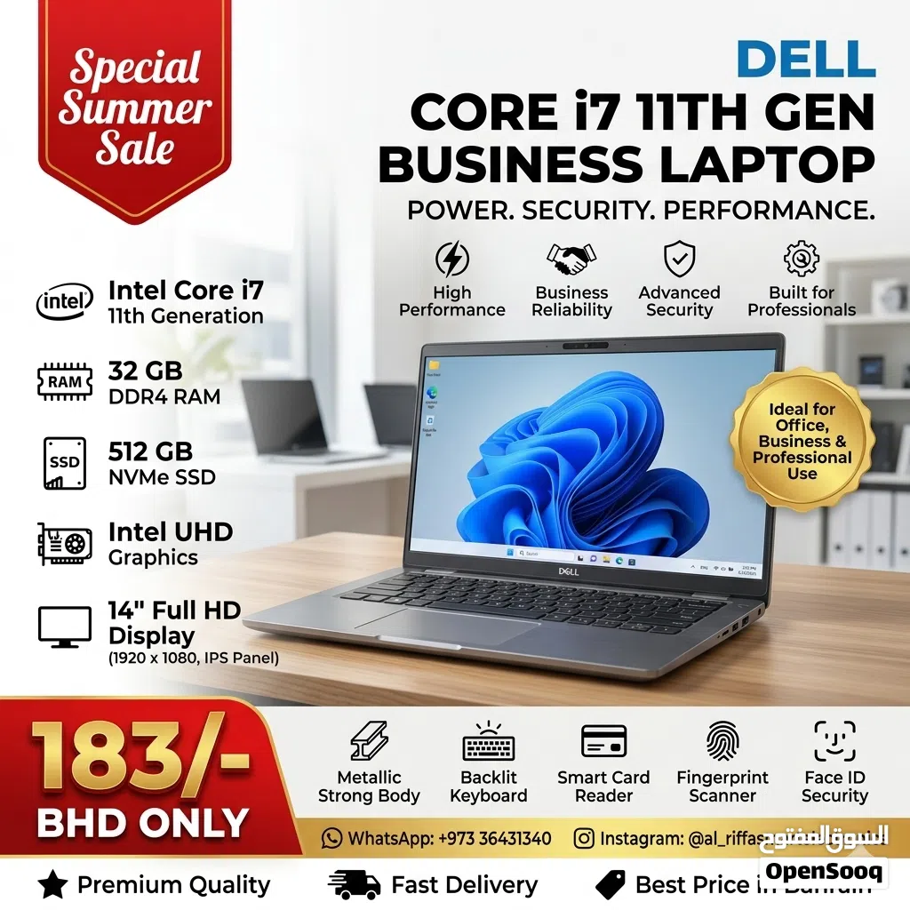 DELL 11th Generation Core i7 Laptop Metallic 32GB DDR4 RAM + 512GB NVMe SSD 14 FHD Display Like New