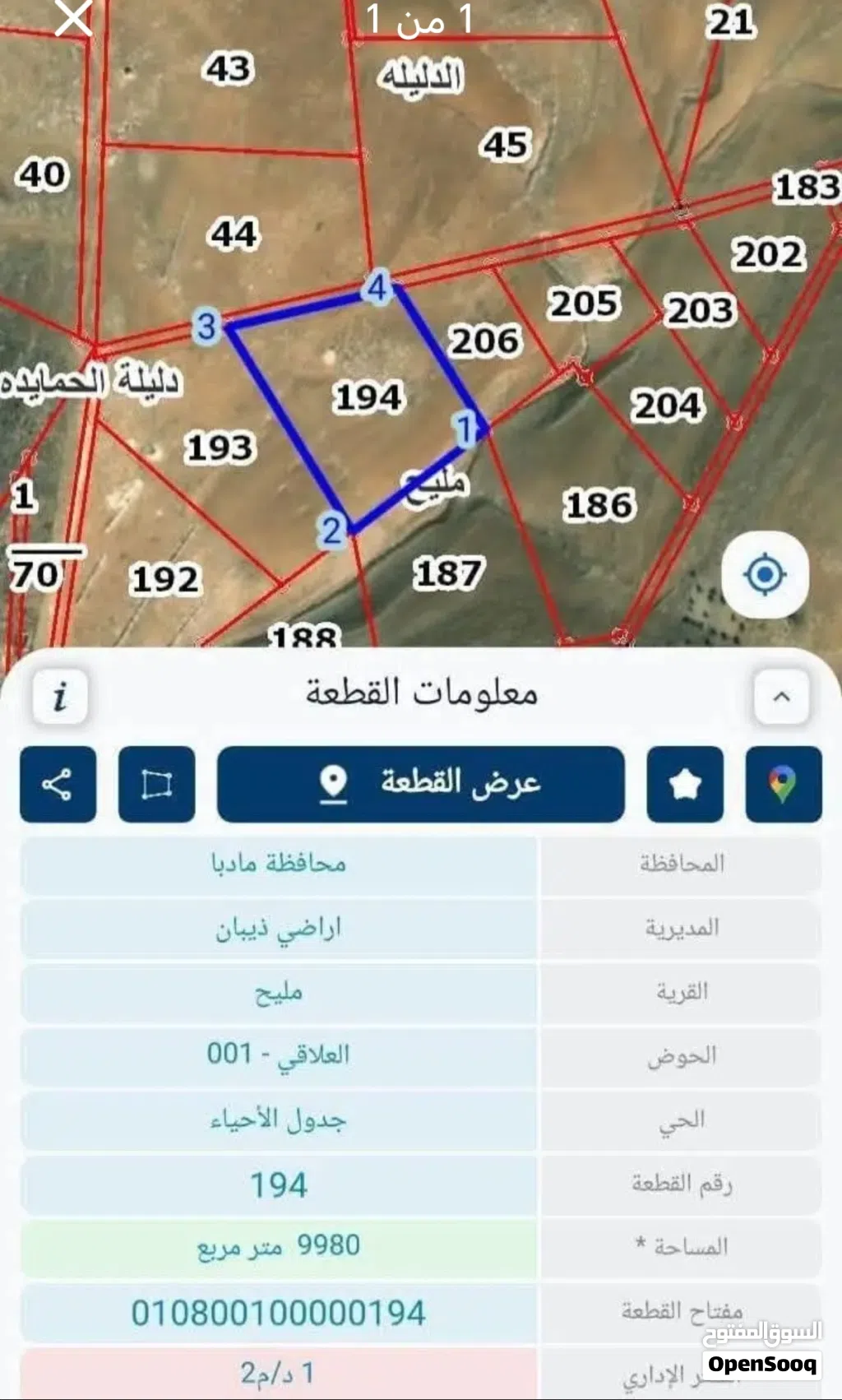 قطعة أرض للبيع في مادبا منطقة مليح حوض العلاقي مساحتها 10 دونمات ، من المالك مباشرة